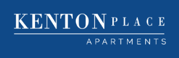 Kenton Place Apartments logo in white on a blue background