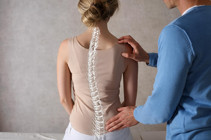 Doctor examining a patient’s back and spine alignment