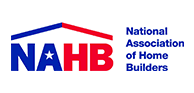 Logo of the National Association of Home Builders. Blue and red house shape with the letters NAHB.