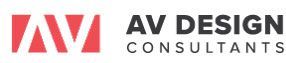 AV Design Consultants logo with red geometric icon and black text on white background
