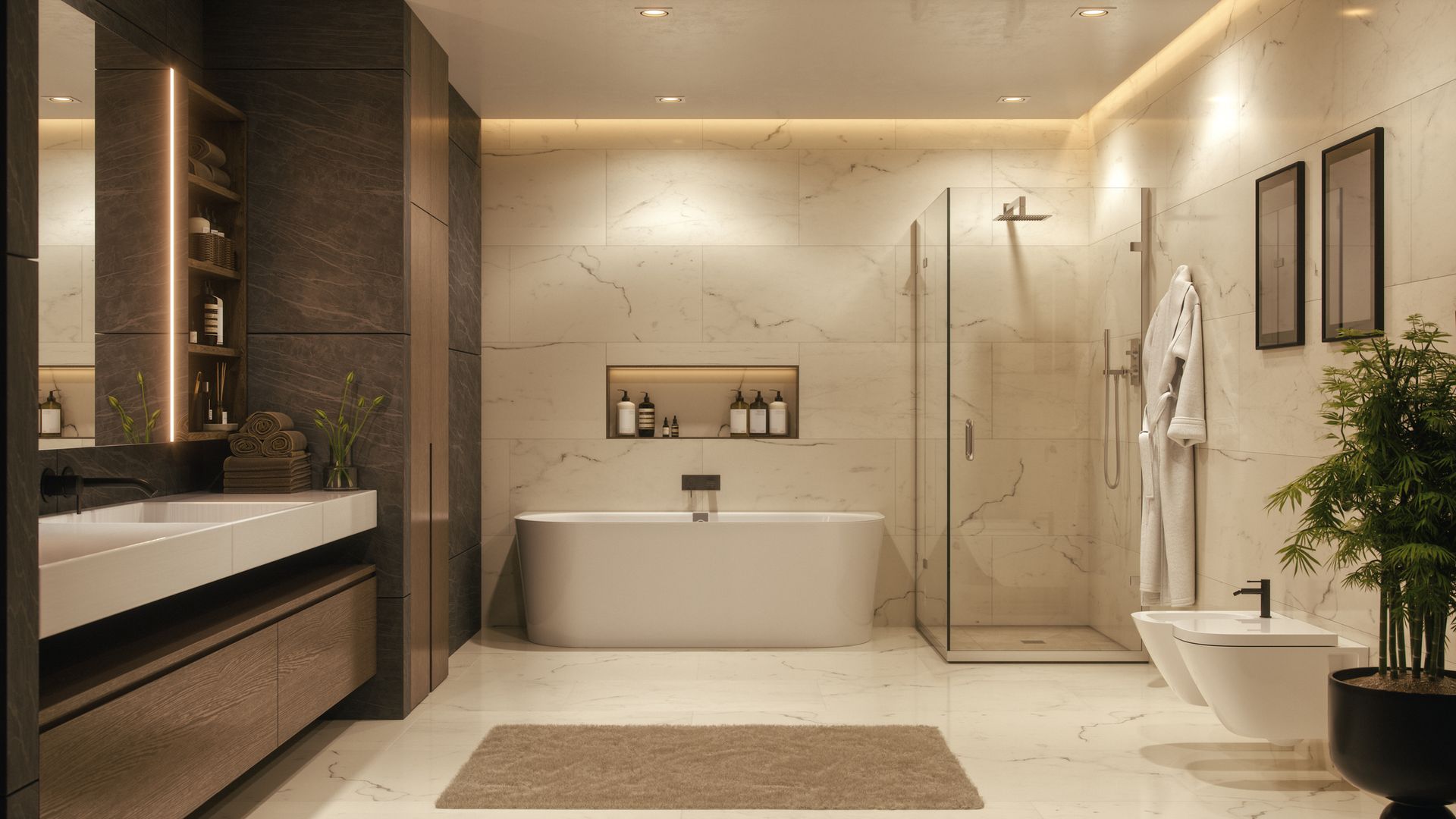 A bathroom with a bathtub , sink , toilet and shower.