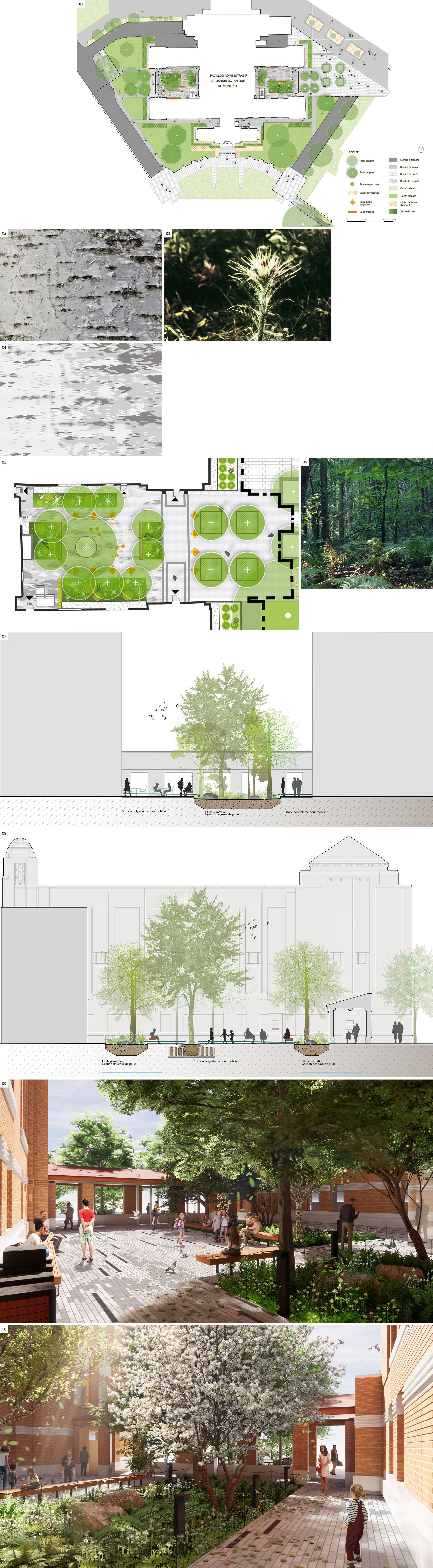 Cours du bâtiment administratif, Jardin botanique de Montréal