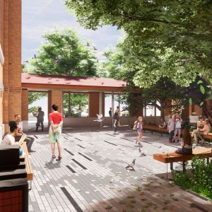 Cours du bâtiment administratif, Jardin botanique de Montréal