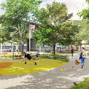 Place événementielle du stade IGA en construction