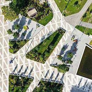 Parterre de la biosphère du parc Jean-Drapeau