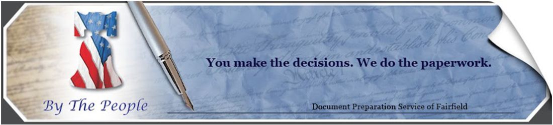 Patriotic banner with US map and quill pen reading “We the People” and “You, and the deadline: We do the paperwork.”