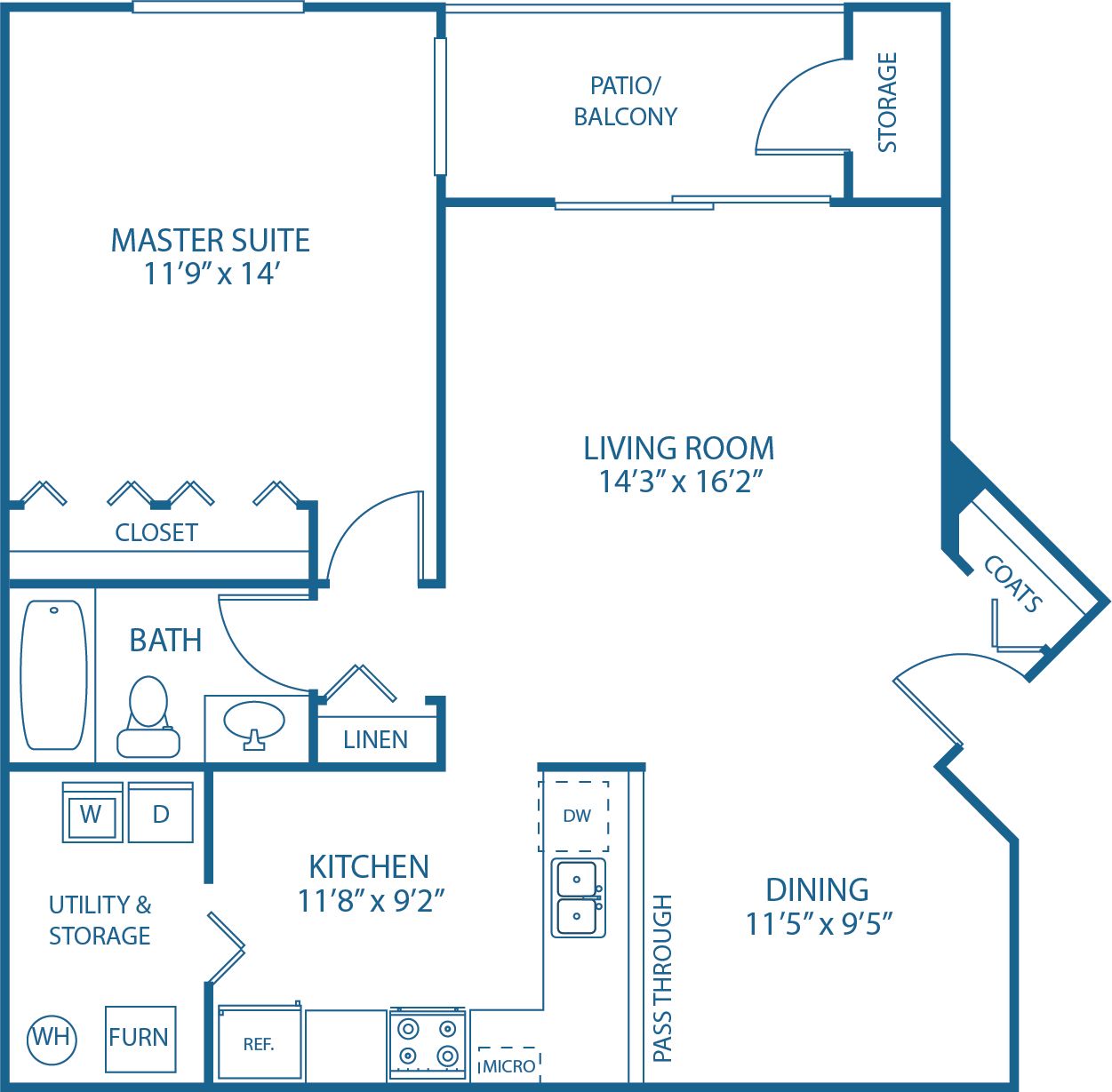 1 BED, 1 BATH
853 SQ.FT.