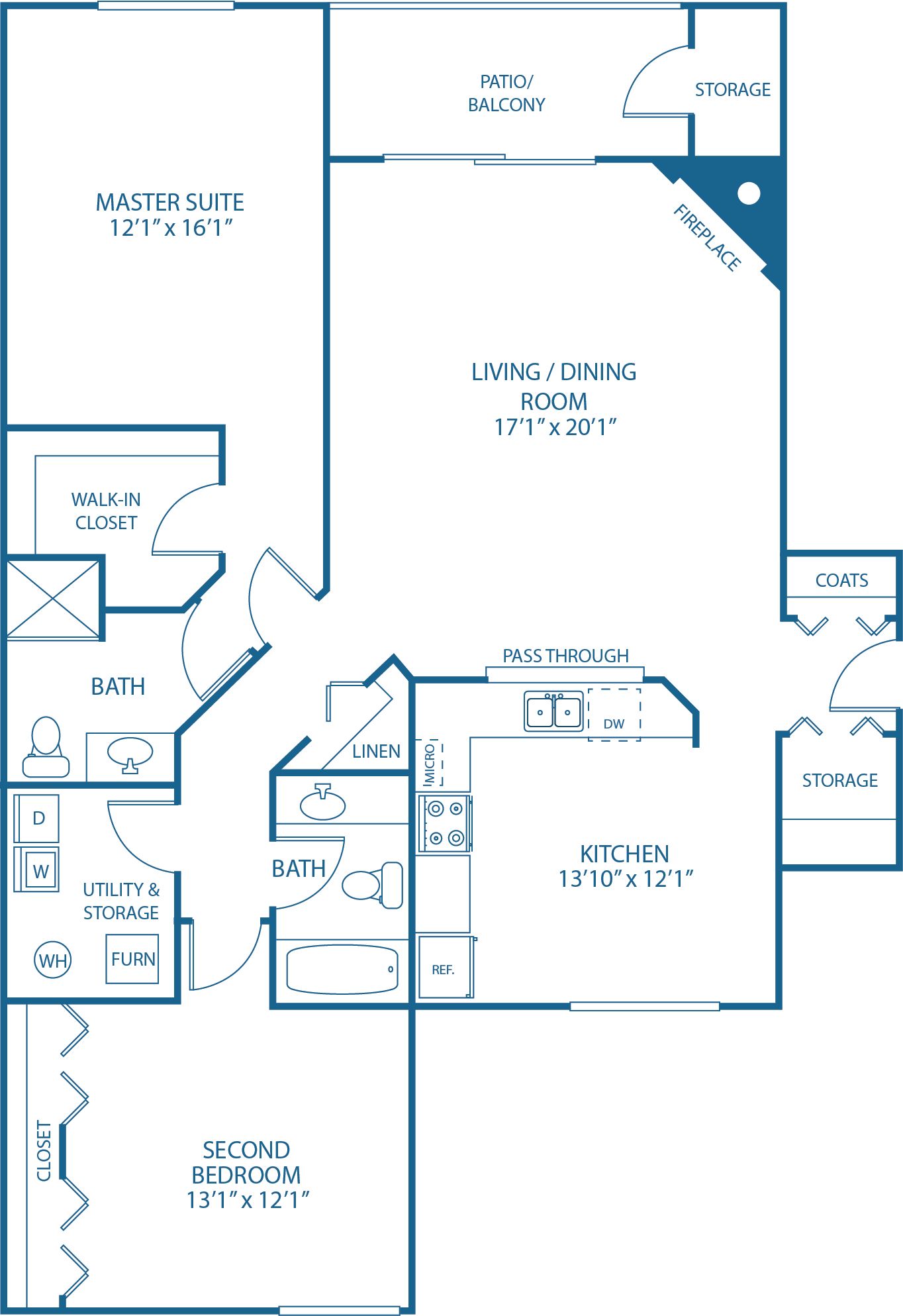 2 BED, 2 BATH
1,410 SQ.FT.