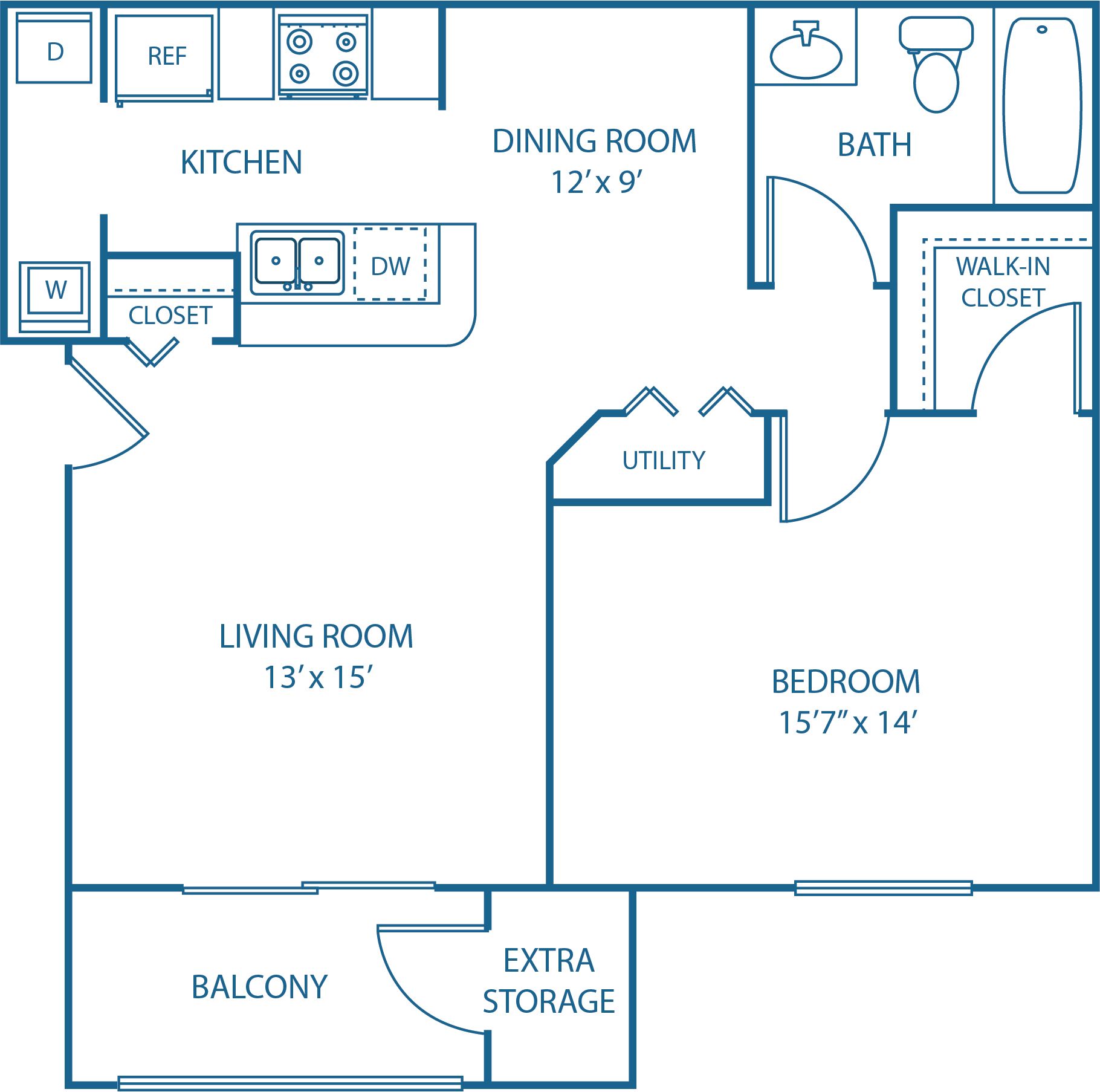 1 BED, 1 BATH
750 SQ.FT.