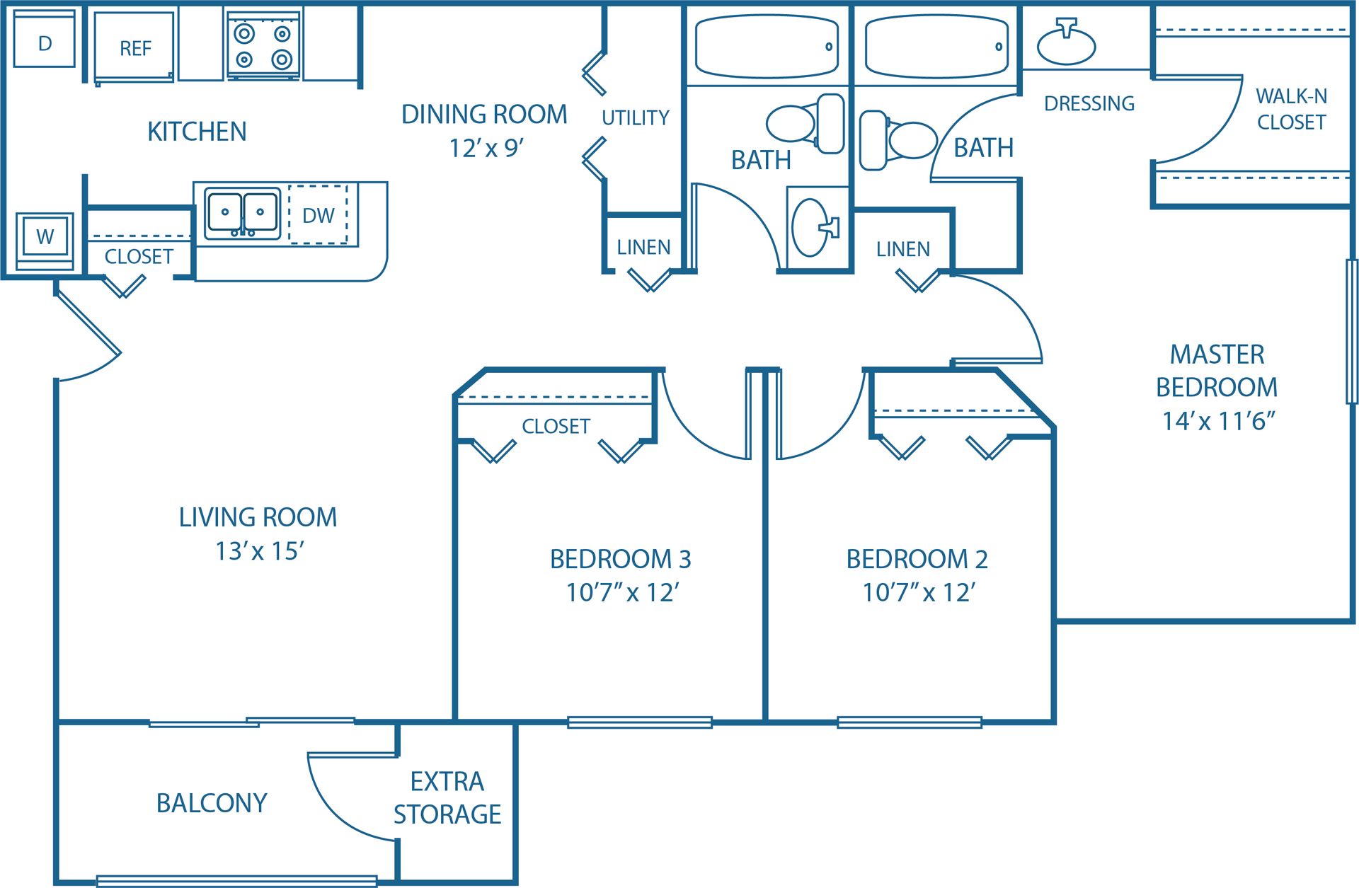 3 BED, 2 BATH
1,120 SQ.FT.
