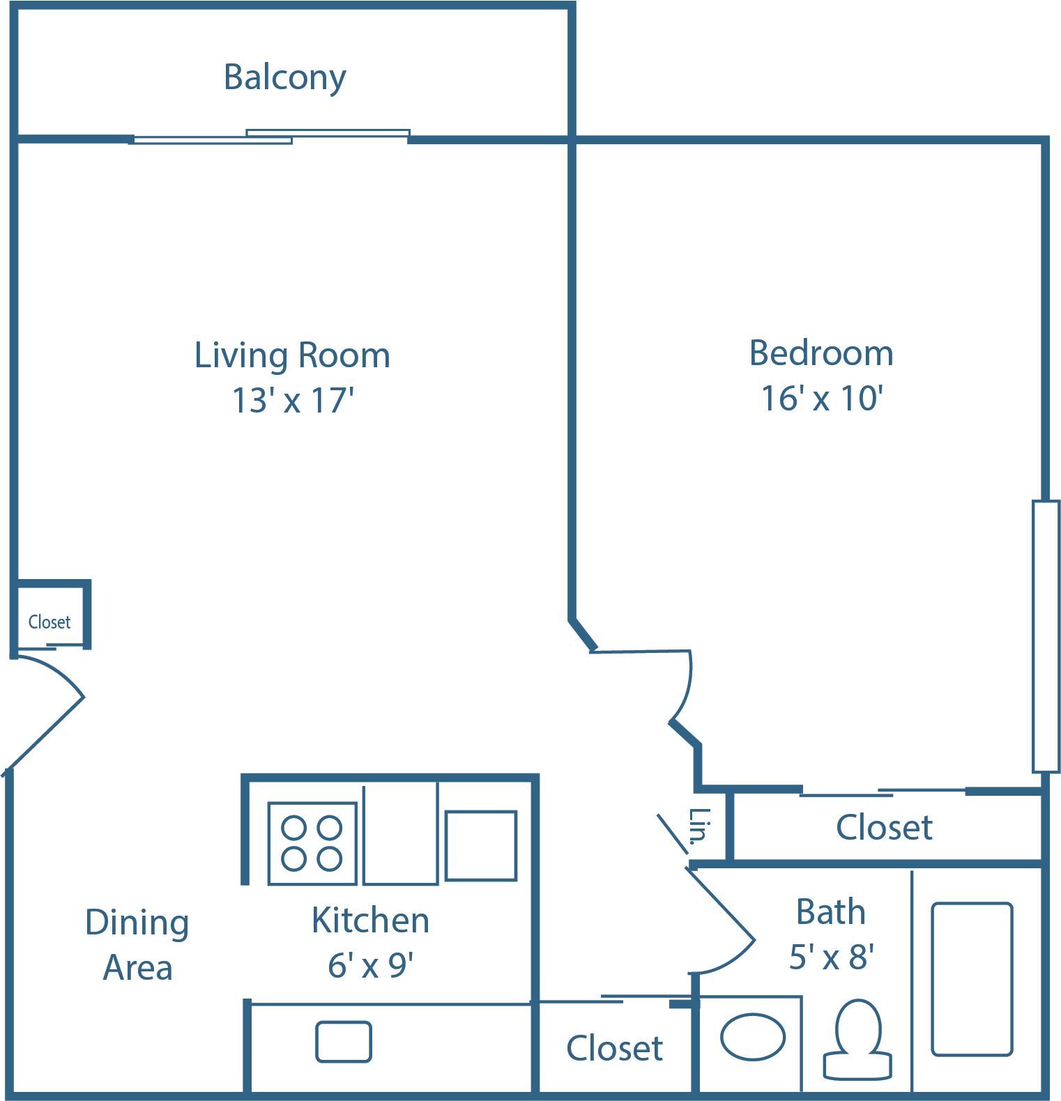 1 BED, 1 BATH
520 SQ.FT.