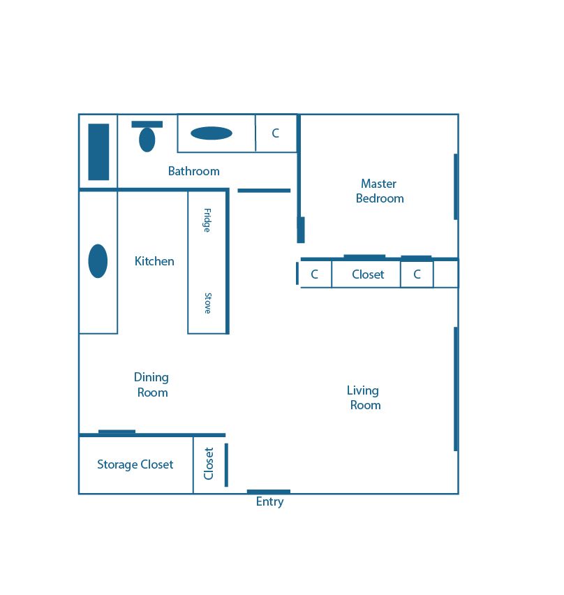 1 BED, 1 BATH
700 SQ.FT.
