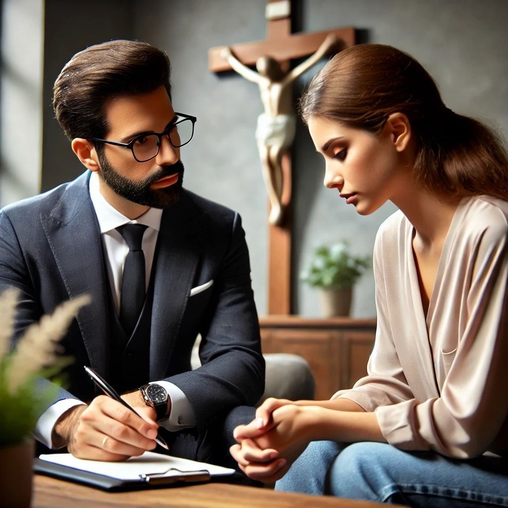 Michael Youssef in a private office consultation with a client, demonstrating understanding, and Professionalism.
