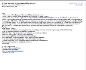 Example Fraudulent Email