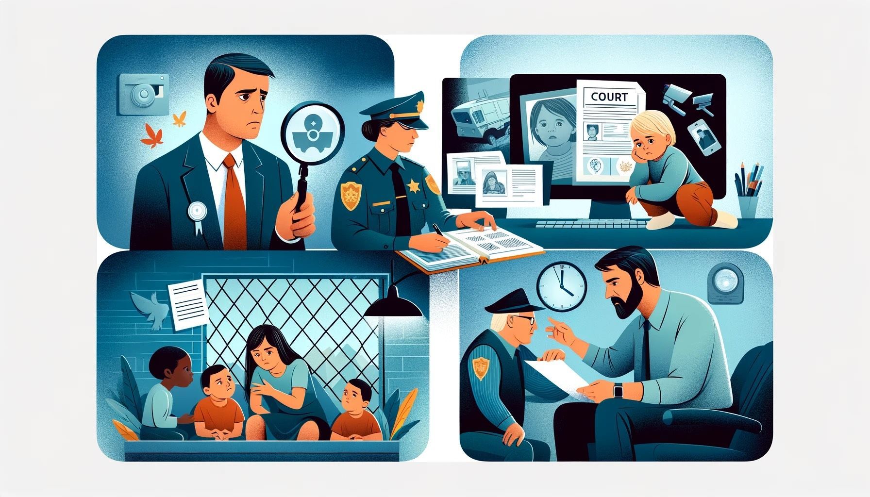 Four images displaying a CPS investigation.