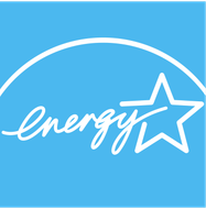 Logo Energy Star : texte et étoile blancs sur fond bleu.