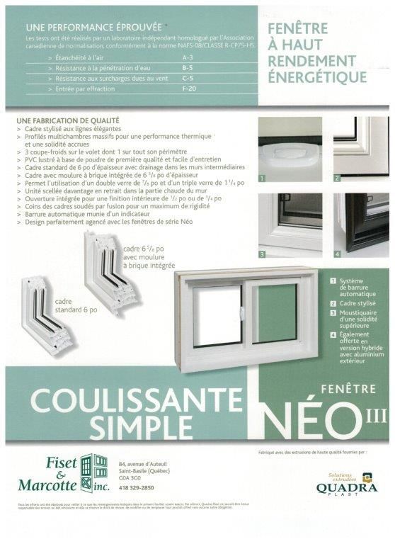 Une publicité pour une fenêtre qui dit coulissante simple