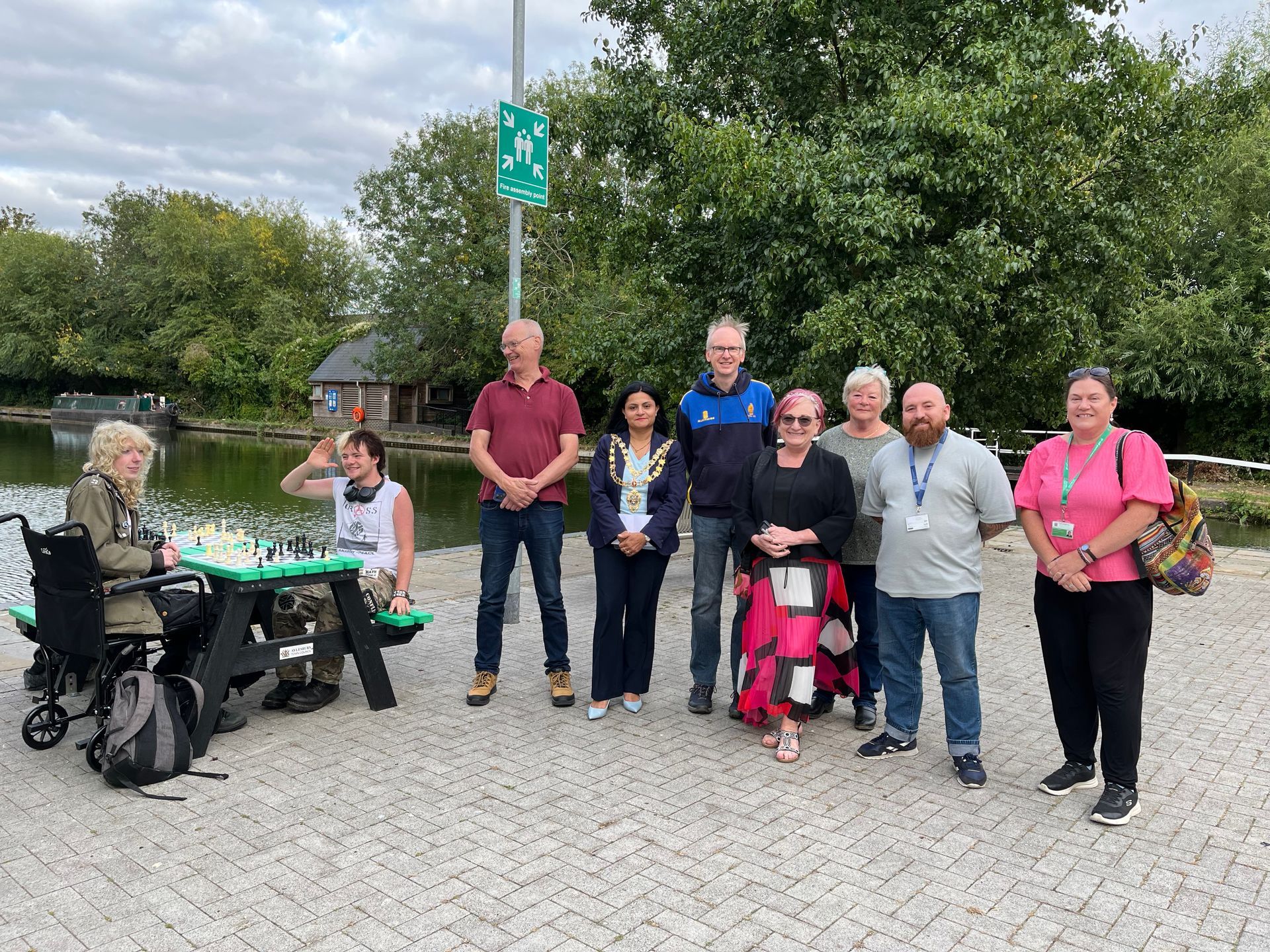 Official opening of the new chess and game tables at Aylesbury Canal Basin.