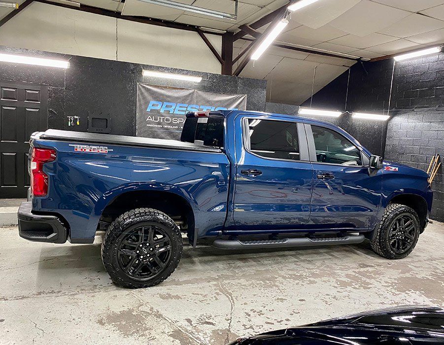 blue pick up car full exterior detail