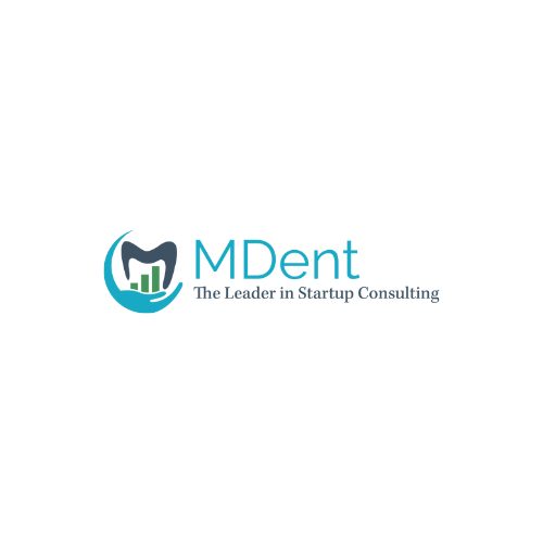 MDent logo in teal and gray with the tagline “The Leader in Startup Consulting”
