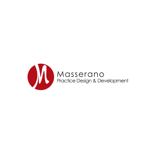 Masserano Practice Design & Development logo with red circular M icon and gray text on white background