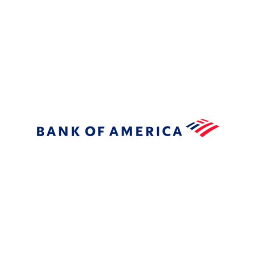 Bank of America logo in blue text with red striped emblem on white background