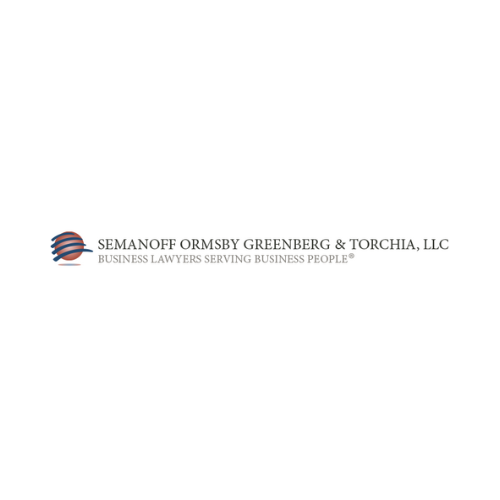 Logo for Semanoff Ormsby Greenberg & Torchia, LLC, a business law firm, on a white background