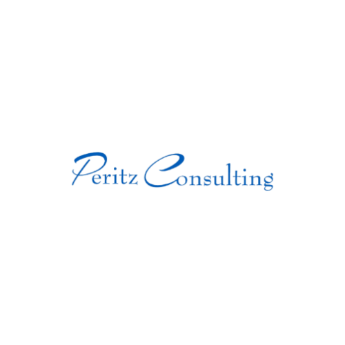 Peritz Consulting logo in blue script on a white background