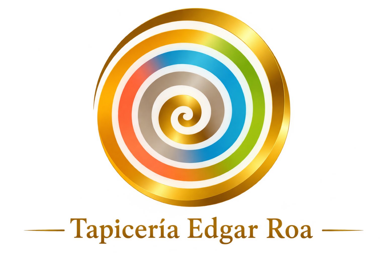 Logotipo de Tapicería Edgar Roa con un sillón azul y rojo y el texto «50 años dando nueva vida a tus muebles»