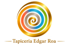 Logotipo de Tapicería Edgar Roa con un sillón azul y rojo y el texto «50 años dando nueva vida a tus muebles»