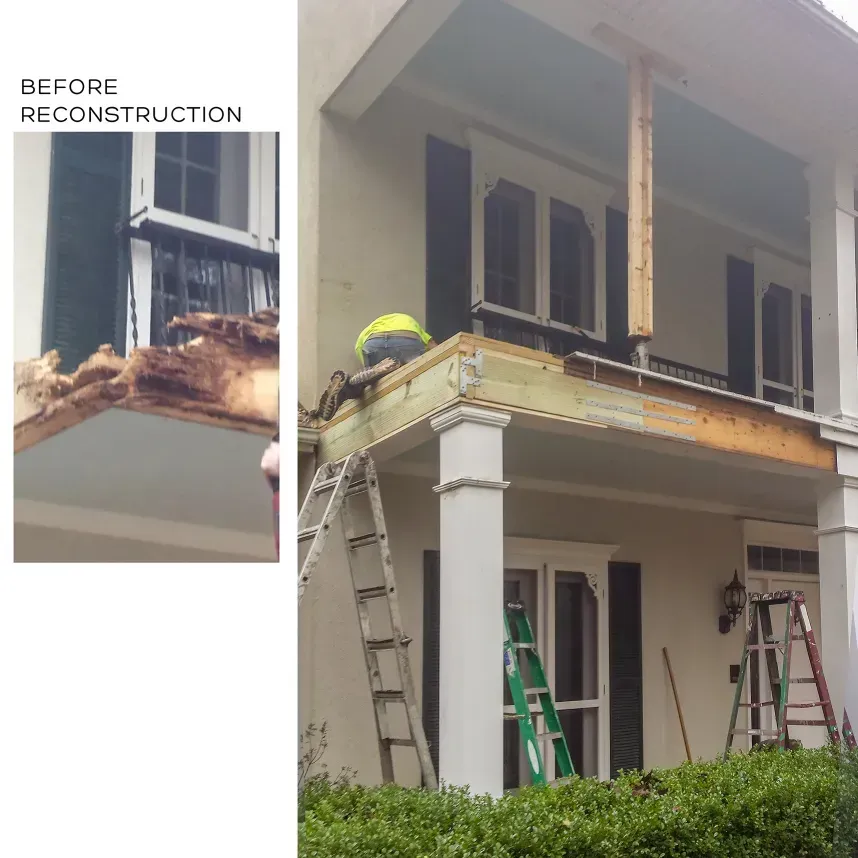 A Before And After Picture Of A House Under Construction - Raymond, MS - Parker Roofing & Remodeling