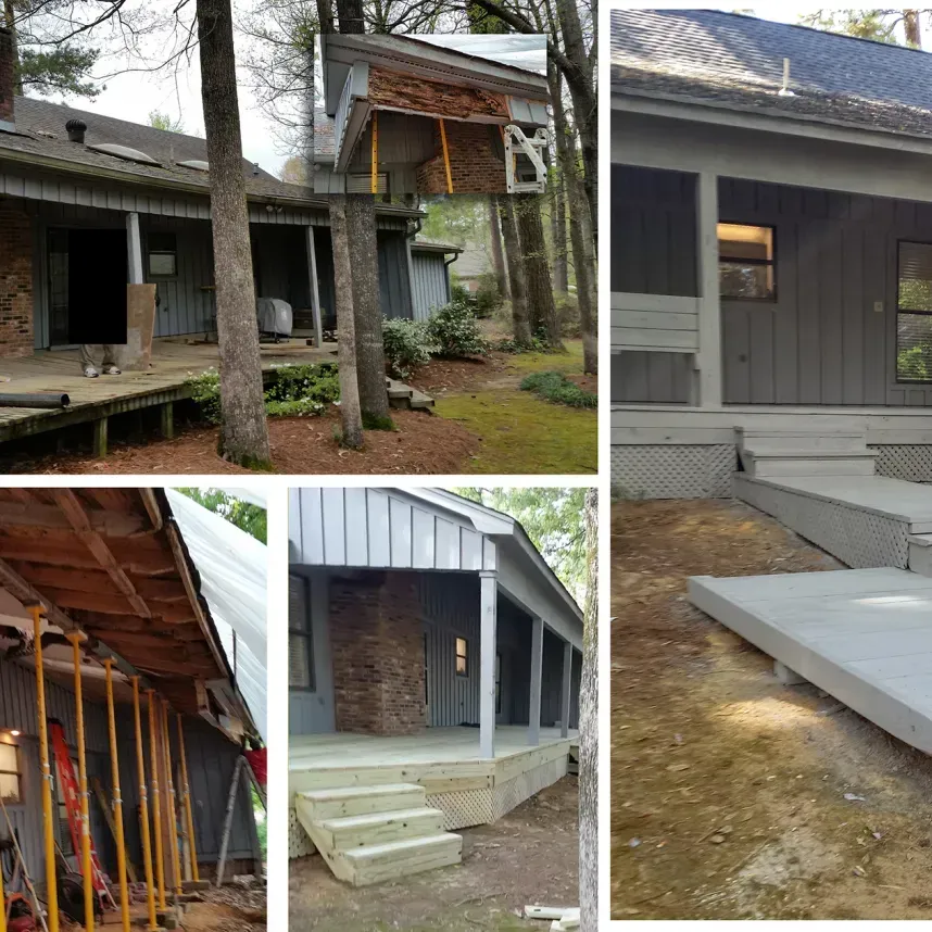 A Collage Of Pictures Of A House Under Construction - Raymond, MS - Parker Roofing & Remodeling