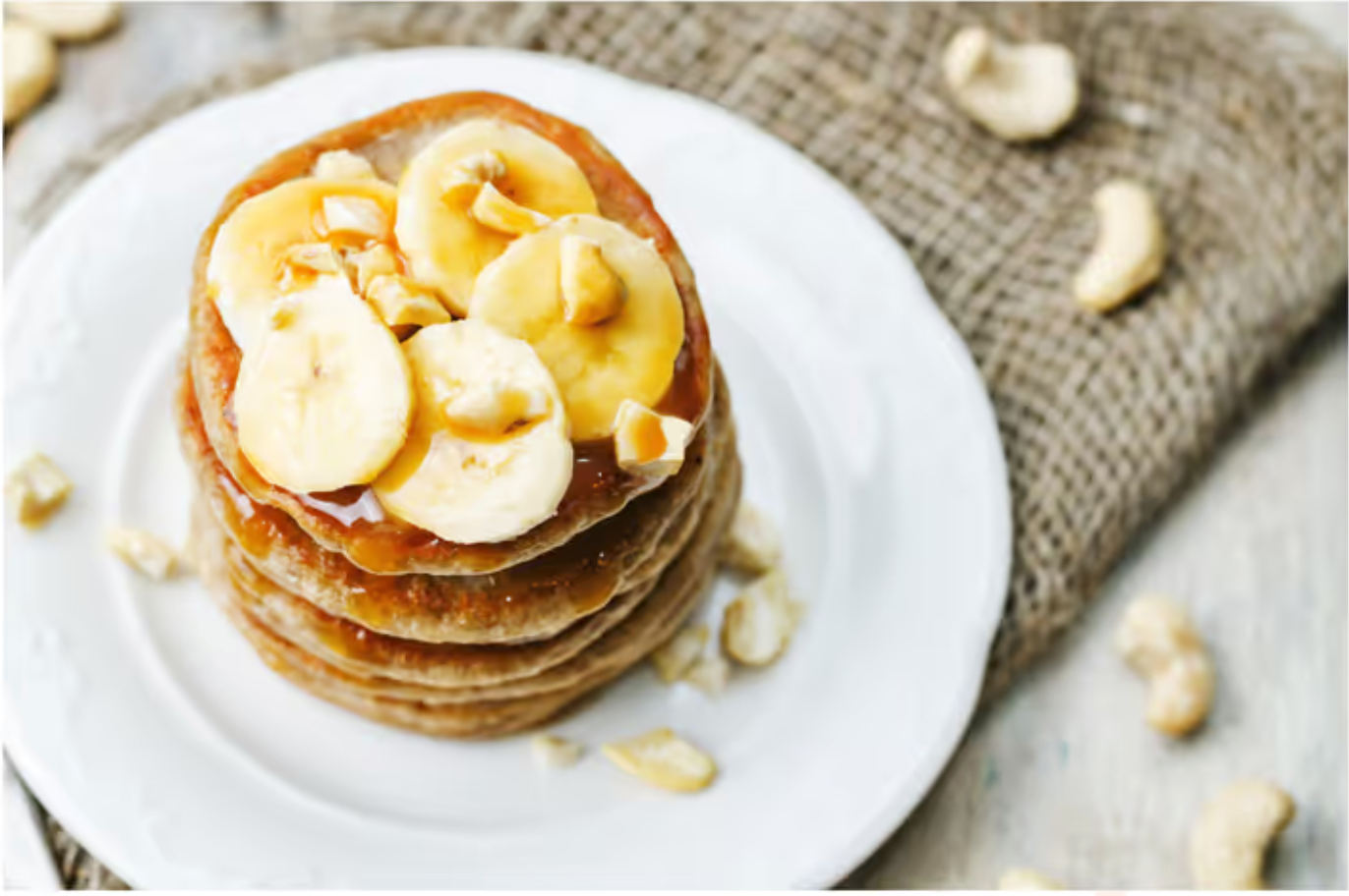 Banana pancakes with fresh banana