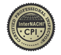 Certified Professional Inspector badge for InterNACHI, gold and black circular seal with CPI in center