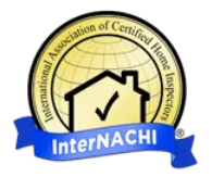 InterNACHI logo with a house outline and check mark on a gold circular seal, blue ribbon text underneath
