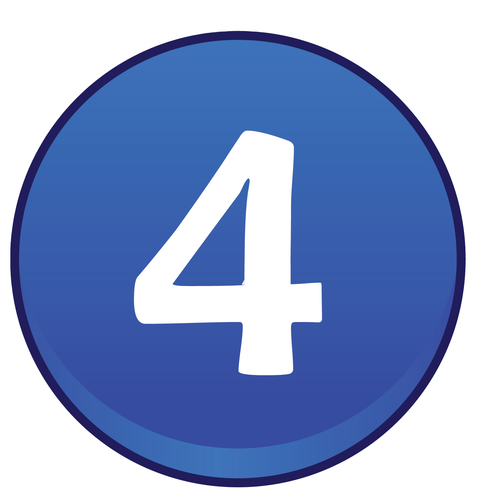 White number 4 on a blue circular button with a dark border