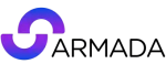 A logo for a company called armada with a purple and blue circle.