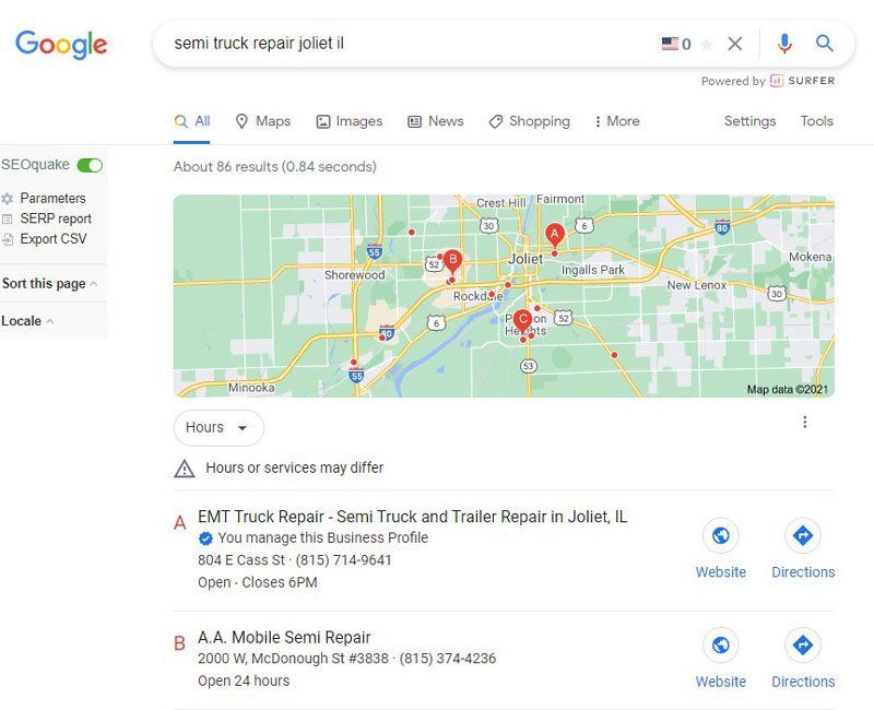 Semi Truck Repair shop SEO case study results