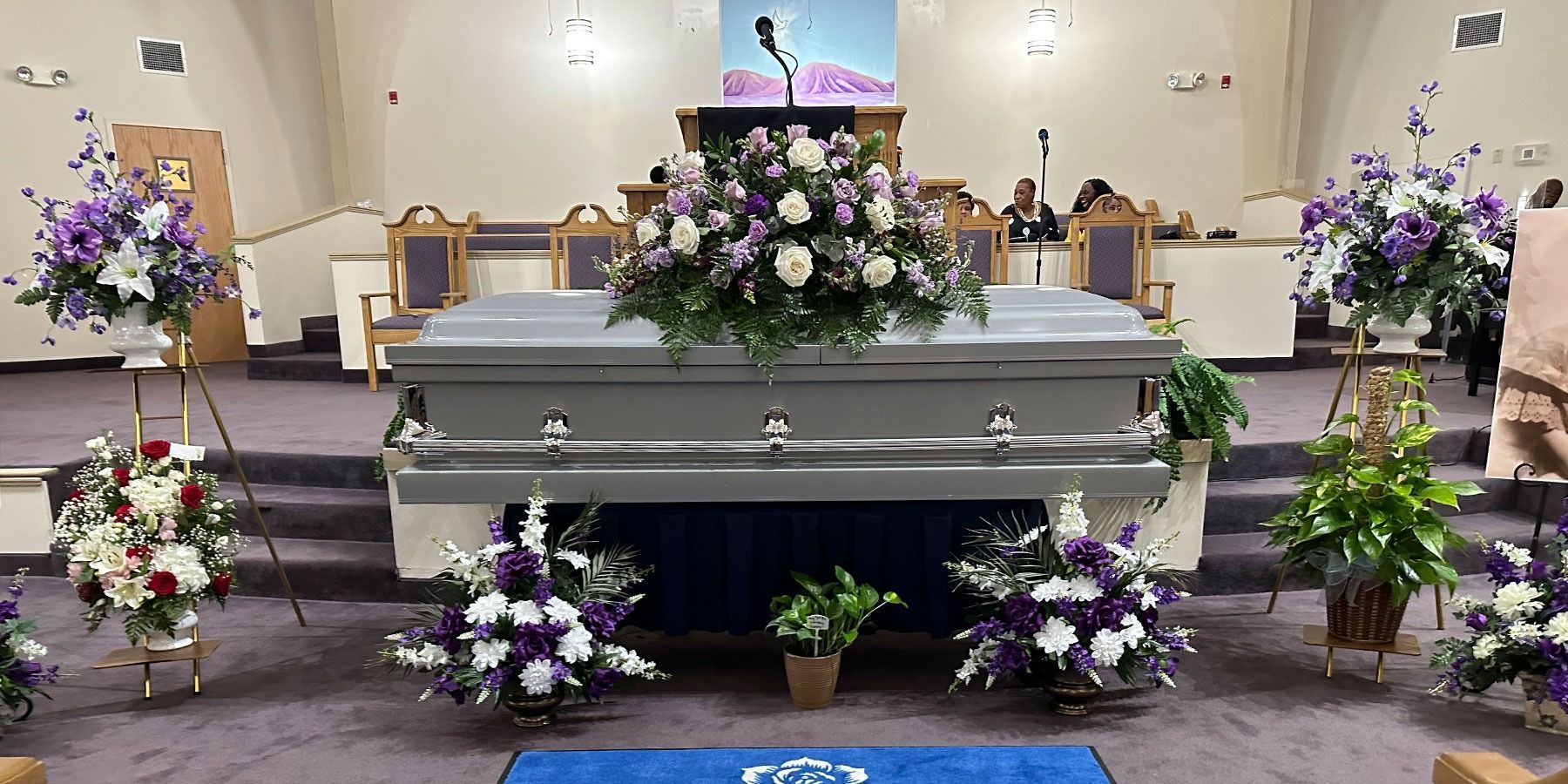 Gray Metal Funeral Casket