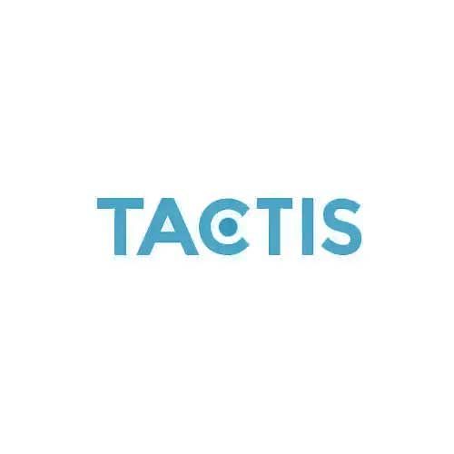 Un logo pour une entreprise appelée tactis sur fond blanc.