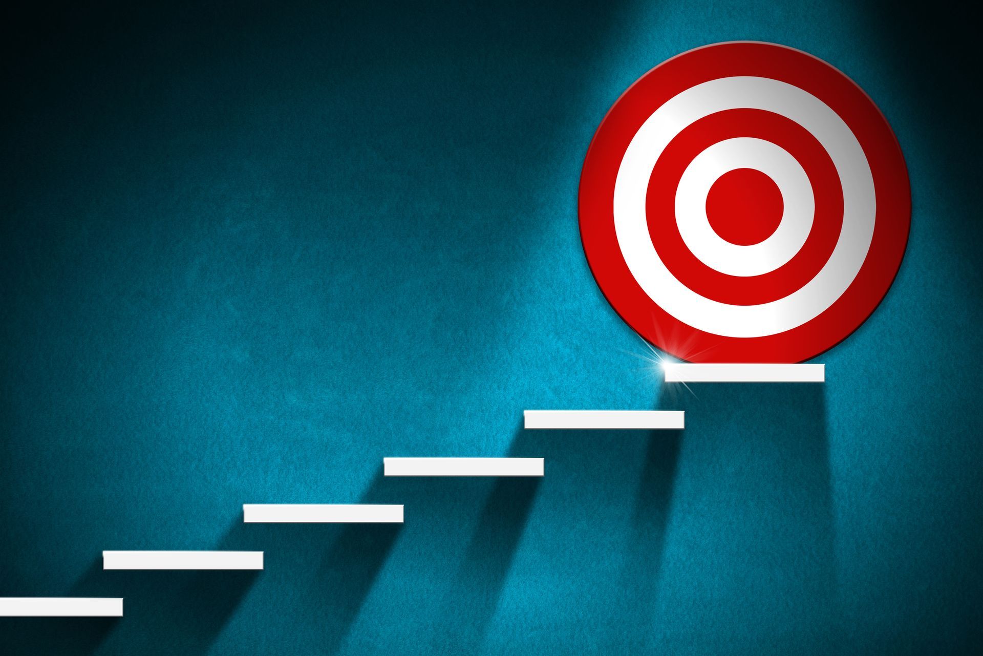 Une cible rouge se trouve en haut d'un escalier