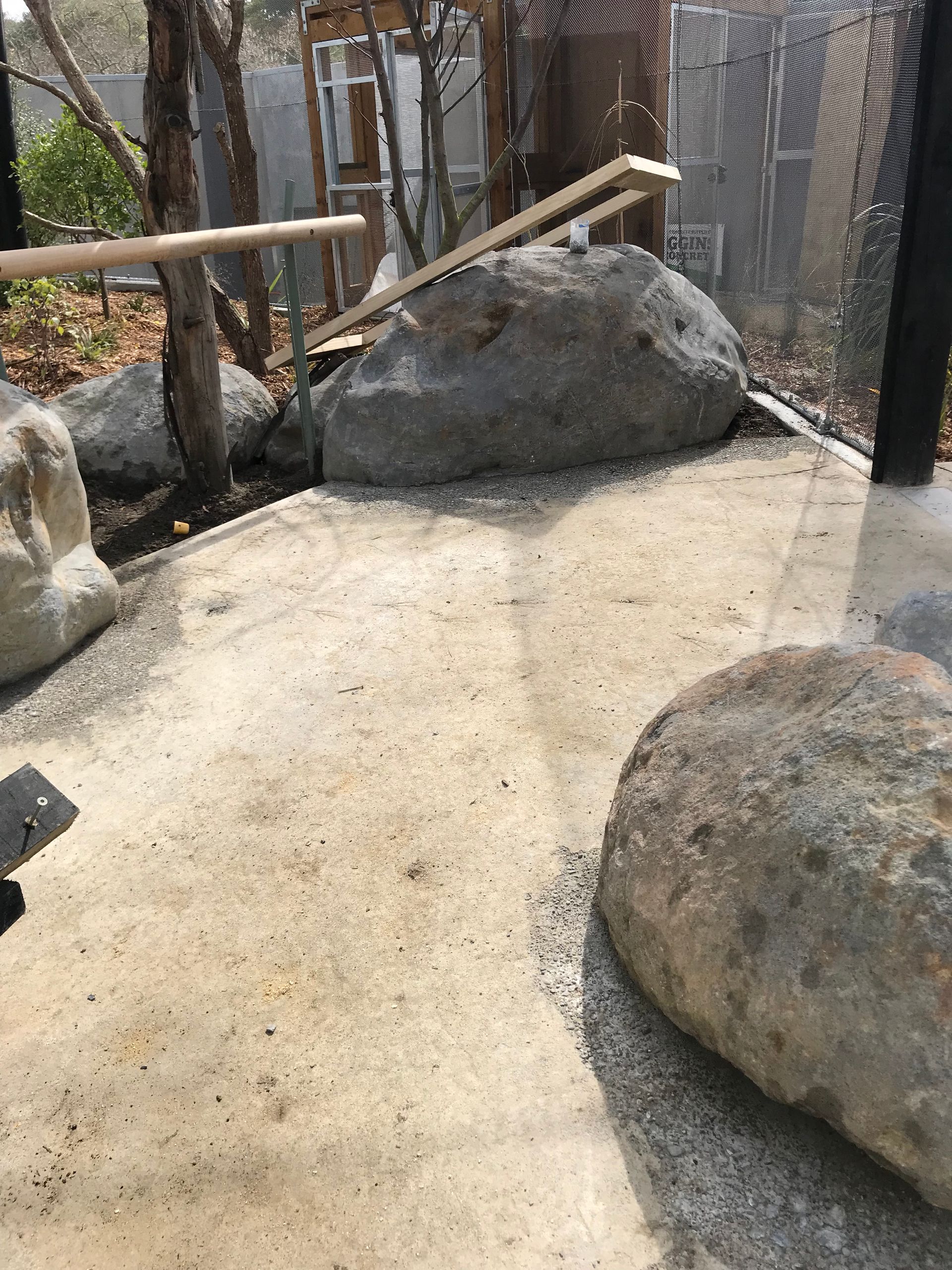 A group of rocks sitting on top of a dirt ground.
