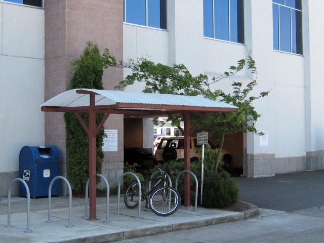 Bike on the u rack — Junction City, OR — Radius Pipe Bending & Fabricating