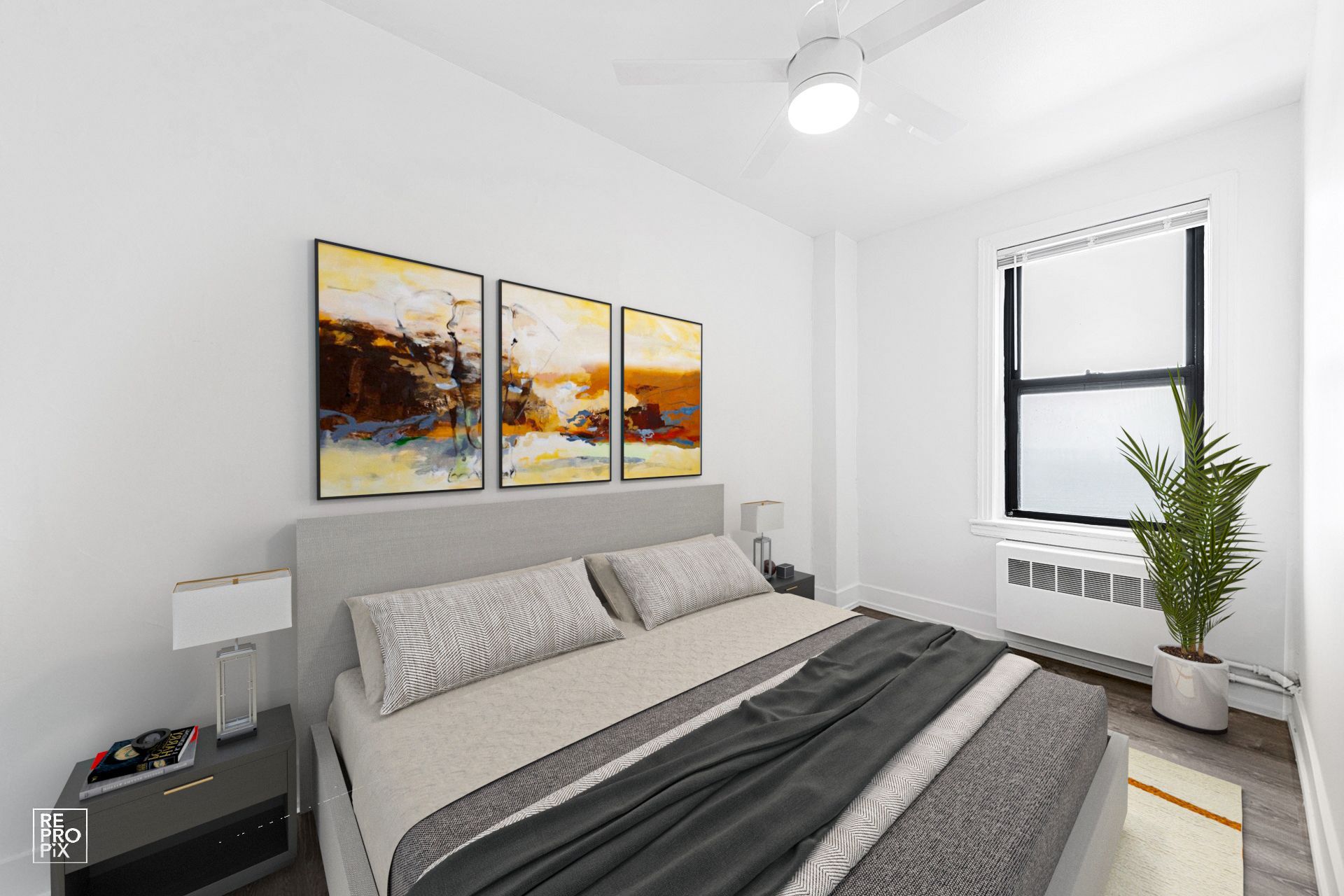 grey bed