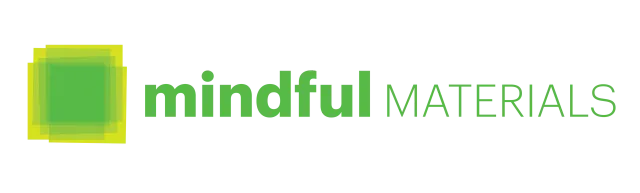 A green and white logo for mindful materials