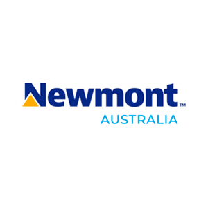 A blue and yellow logo for newmont australia
