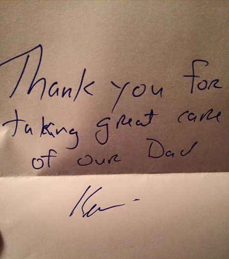 Handwritten thank you note: 