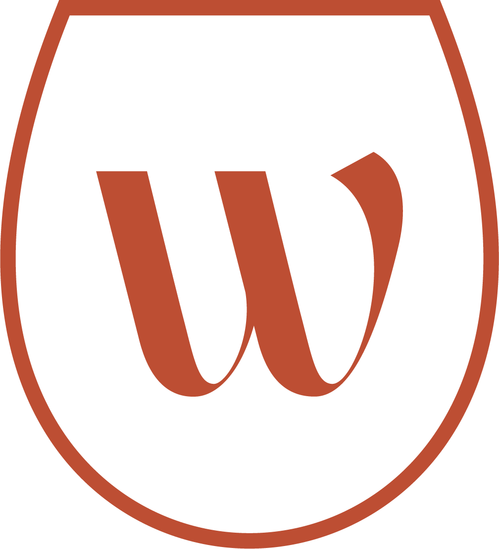 A red letter w is in a red circle on a white background.