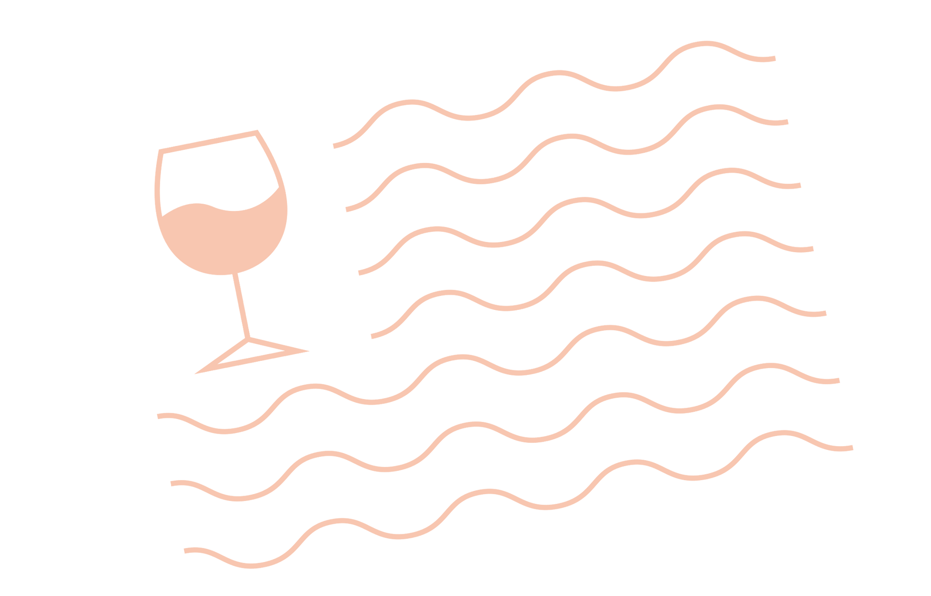 A glass of wine is sitting on top of a wave.