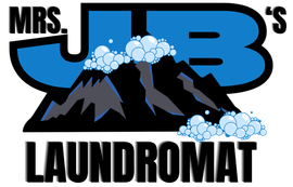 Mrs. J's Laundromat logo with blue 